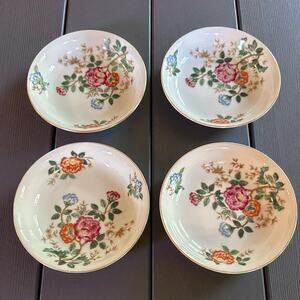 BEAUTIFUL Occupied Japan Dessert/fruit Bowls 5 1/4” Floral Gold Trim Set of 4